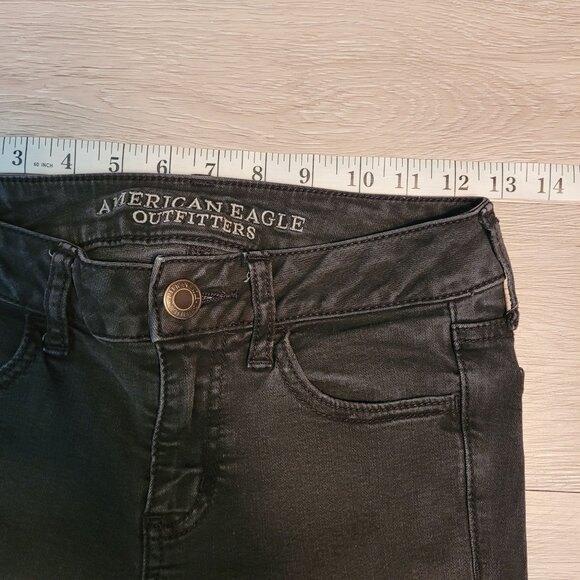 American Eagle Jeans 2 S Jegging Low Rise Super Stretch Black Wash Denim - Picture 5 of 10